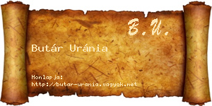 Butár Uránia névjegykártya